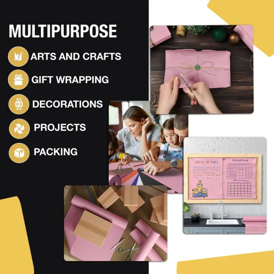 Kraft Paper Roll 17.75" X 1320" (110' Ft) Colored Paper Roll - Packing Paper Roll - Craft Supplies - Kraft Wrapping Paper Perfect as Shipping Paper Craft Paper Roll by Crown Display Pink {2}