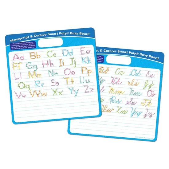 Smart Poly® Educational Activity Busy Board, Dry Erase with Marker, 10-3/4" x 10-3/4", Manuscript/Cursive {1}