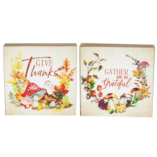 Northlight Give Thanks and Be Grateful Fall Harvest Signs - 4.75" - Set of 2 Multi {3}
