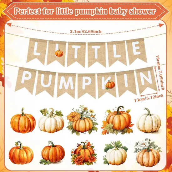 Little Pumpkin Baby Shower Banner Burlap Bunting Pumpkin Baby {1}
