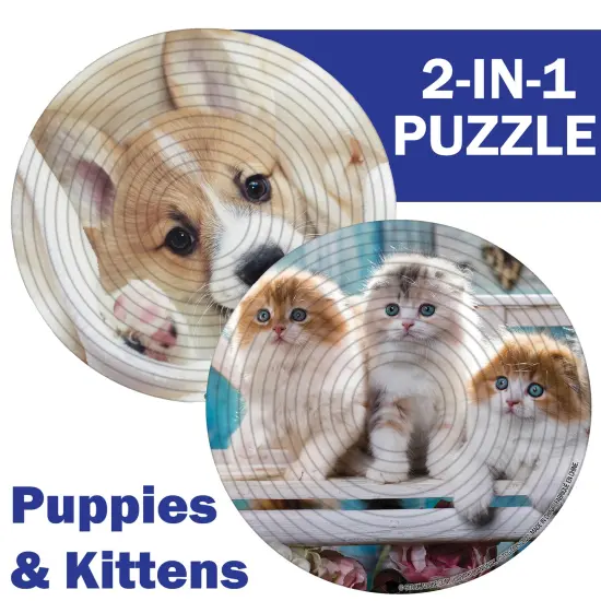Spin Flip Puzzle: Puppies & Kittens 2L- 14 Rings - 2-In-1: Double-Sided Puzzle, Spin-Flip-Solve, 360 Degress Of Puzzling, Fidget Toy, Adults & Kids 8+ {3}