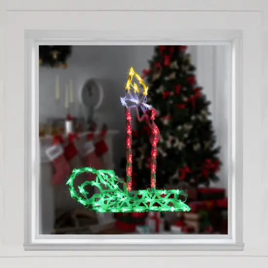 Northlight LED Lighted Candle Christmas Window Silhouette - 17.5" - Multicolor Lights Red {4}