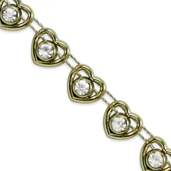 5 yards of Amour 3/8" Mini Heart Rhinestone Trim | 5 yard cut Gold {1}