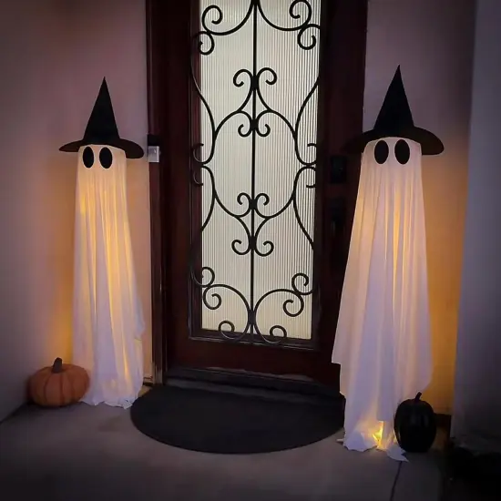 2 Packs Halloween Decorations Outdoor Indoor, 5Ft Wind-Resistant Ghost Decor with USB String Lights {2}