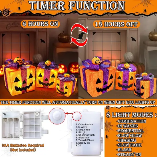 3 Pack Lighted Halloween Pumpkin Decorations {2}