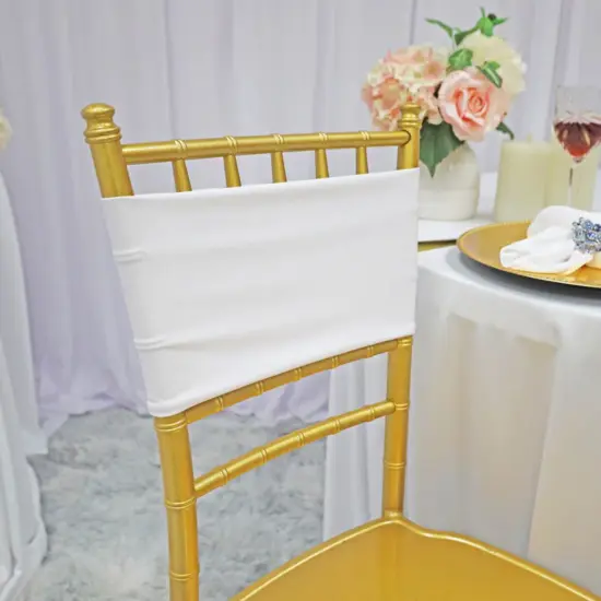 10 Pieces Stretchy White Spandex Chair Bands 7 x 13 Inches {2}