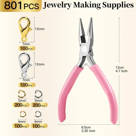 801 PCS Lobster Claw Clasps and Jump Rings(	Gold & Silver) {2}