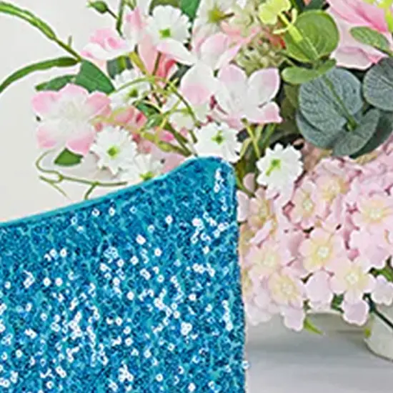 1 Piece Turquoise Sequin Spandex Chair Cap 13.5 inch by 10 inch Event Decoration {5}