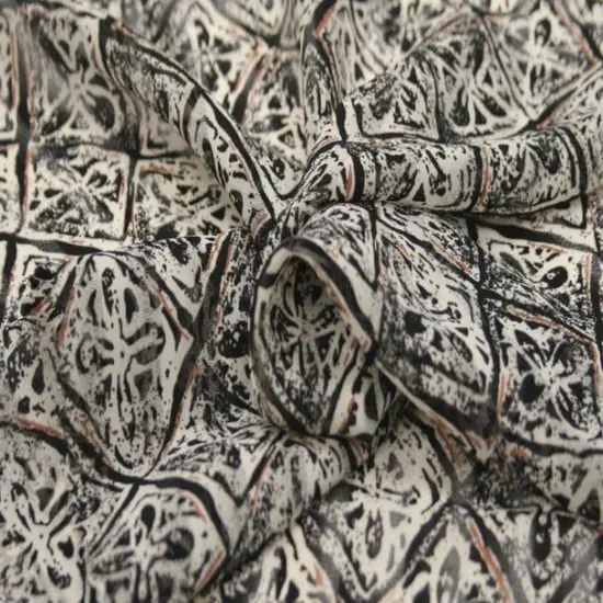 1 Yard Ivory or Black Shadow Stripe Chiffon Sheer Crinkled Polyester, Width 58/60" {1}