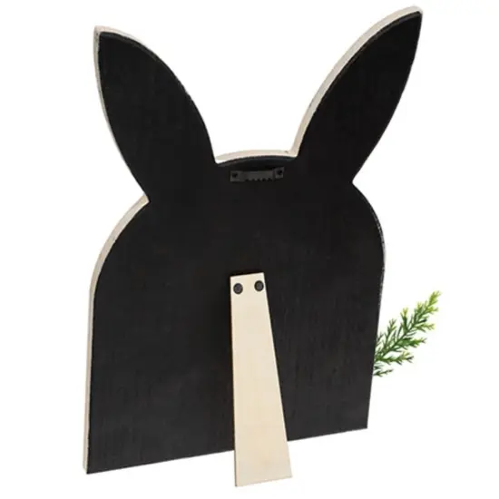 Decorative Bunny Head Figurine with Carrot and Wooden Easel for Spring Display {3}