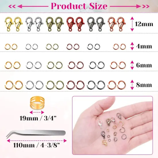 2340Pcs Open Jump Rings and Lobster Clasps Jewelry Making Supplies Kit {3}