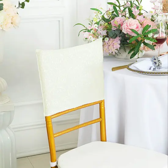 1 Piece Ivory Sequin Spandex Chair Cap 13.5 inch by 10 inch Party Topper {2}