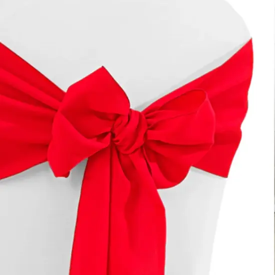 10 Pieces Red Classic Polyester Chair Sashes 8"x108" for Weddings & Events {3}