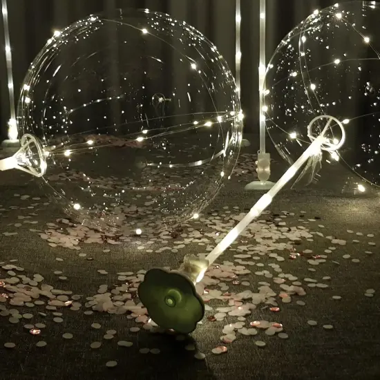 warm white 6pc LED Light up Balloon with sticks Party Decorations {4}