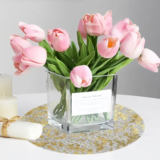 50 Pcs Disposable Gold Placemats Set Metallic 13 Inch Round Foil Mesh Pressed Table Doilies, Ultra-Thin Disposable Placement Mats for Home Decoration Dining Table Wedding Birthday Party {3}