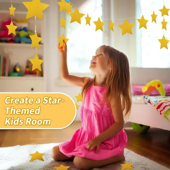 45 PCS 3D Gold Star Cutouts Decor Set Party Decorations {4}