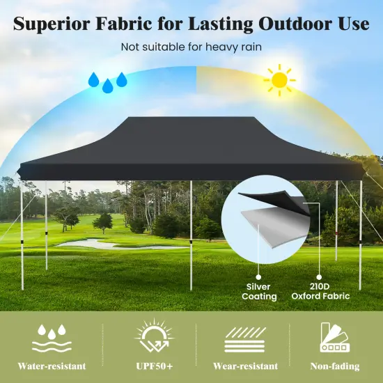 10x20 Feet Pop Up Foldable and Portable Outdoor Gazebo with Carry Bag Ideal for Party or Wedding Ceremony Black {6}