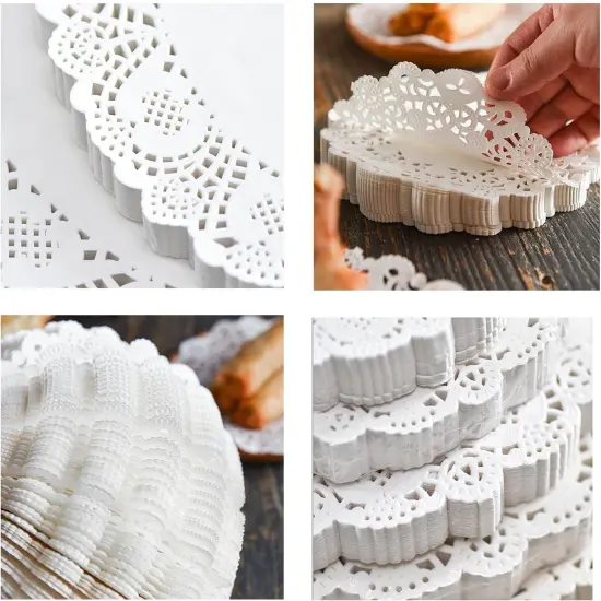 12 inch Round Paper Doilies/Lace Paper Placemats/Disposable Greaseproof Doilies,White,Pack of 100 {4}