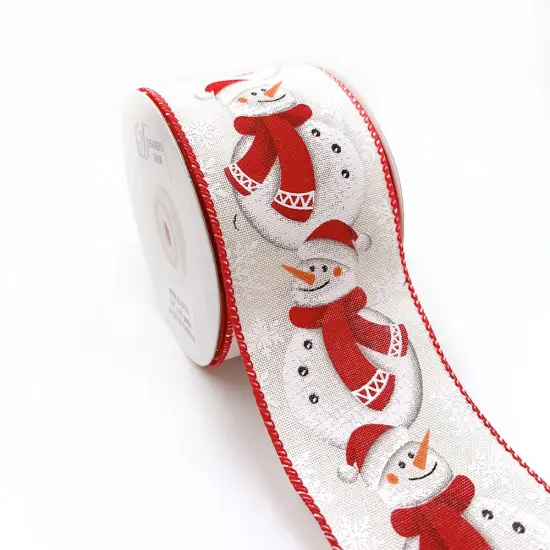 Designer&rsquo;s Shop WR 63-5174 Christmas Holiday Snowman wired edge ribbon 2.5&rdquo; x 10 yard {1}