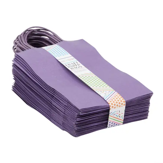 25-Pack Purple Gift Bags with Handles, 5.5x3.2x9-Inch Paper Goodie Bags for Party Favors and Treats, Birthday Party Supplies {7}
