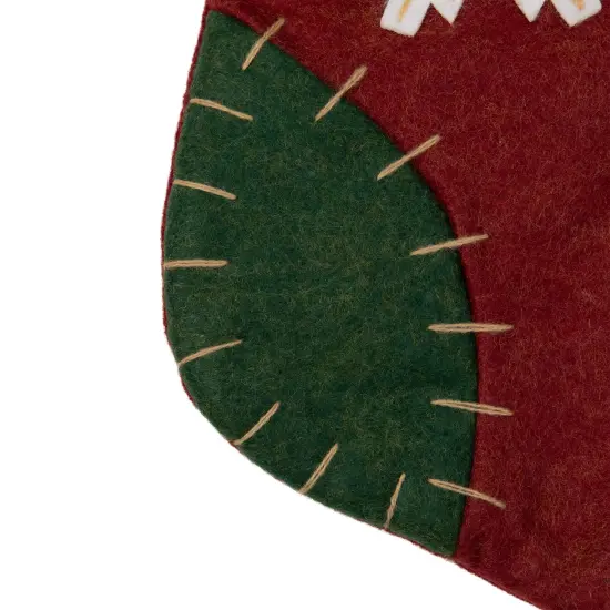 Northlight 20" Green and Red Snowflake Christmas Stocking with Blanket Stitching {5}
