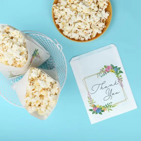 Big Dot of Happiness Wildflowers Thank You Paper Treat Bags, Bridal Shower or Wedding Candy Bags, Greaseproof White Sandwich Cookie Bags - 25 Count {4}