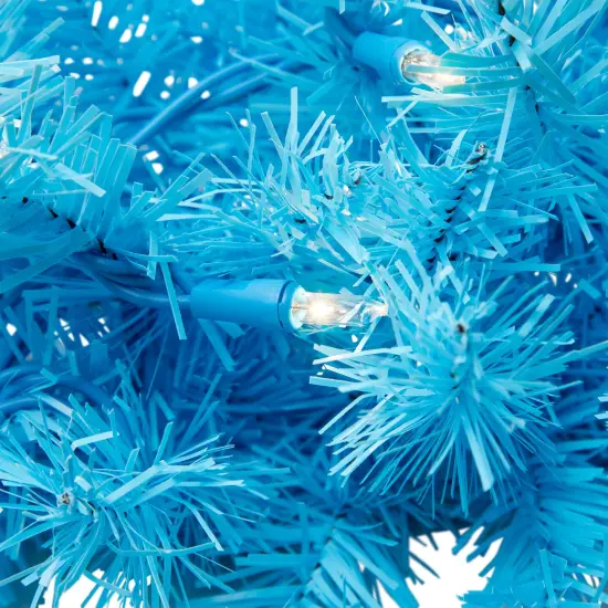 Northlight Pre-Lit Artificial Pine Christmas Wreath - 24" - Sky Blue- Clear Lights {6}