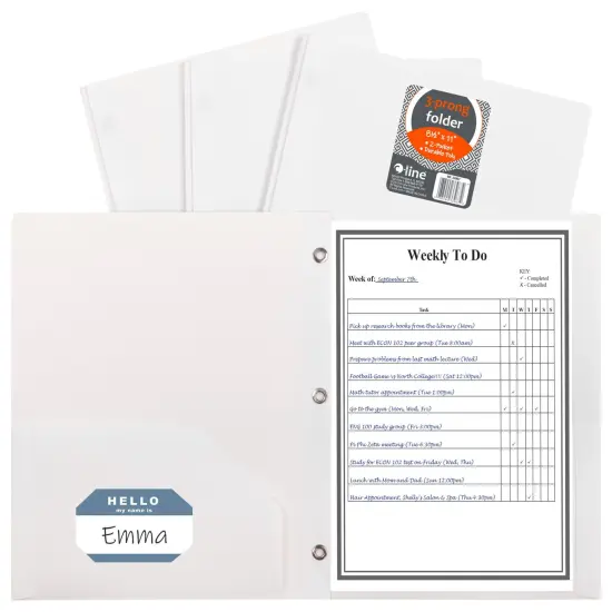 C-Line 2-Pocket Poly Portfolio with Prongs, White, Pack of 25 {3}