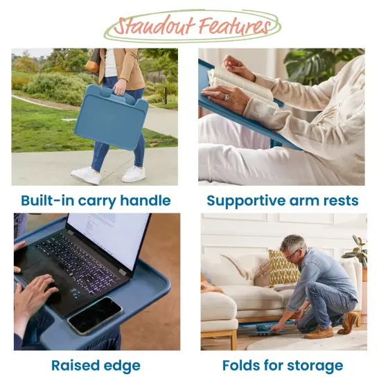 The Surf Folding Portable Lap Desk, Large, Flexible Seating Peacock Blue {5}