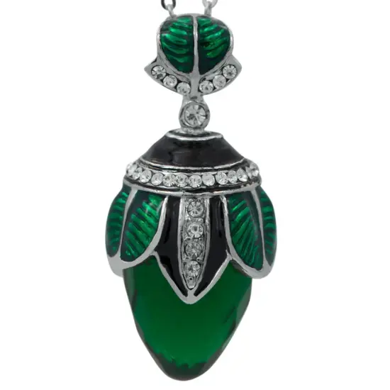 Regal Raindrop: Green Crystal Water Drop Egg Pendant Necklace {3}