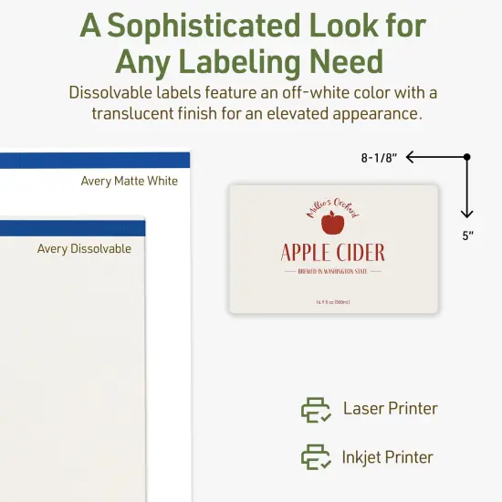 Avery Dissolvable Labels, 5" x 8-1/8" Rectangle {4}
