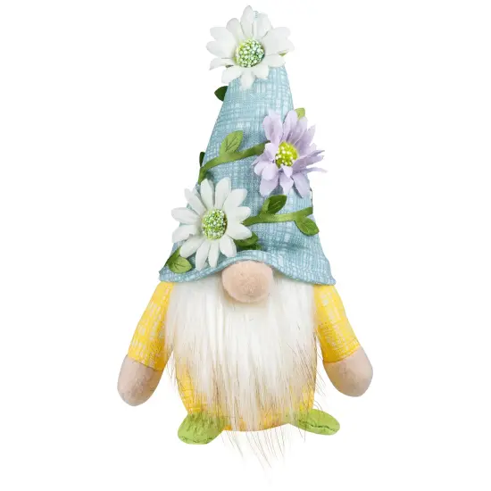 Northlight Mini Plush Gnomes with Floral Hat Spring Decorations - 7" - Set of 3 Blue {6}