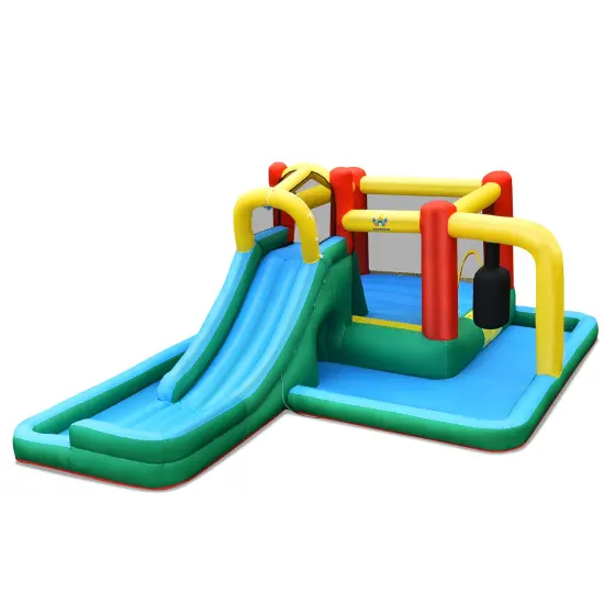 Costway Slide Water Park Climbing Bouncer Pendulum Tunnel Game without/with 735W Blower {3}