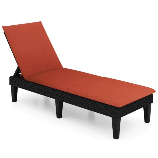 Costway Patio Lounge Chair Recliner Chair with 3-Position Adjustable Backrest & Cushion Blue/Gray/Orange/Red/White {2}