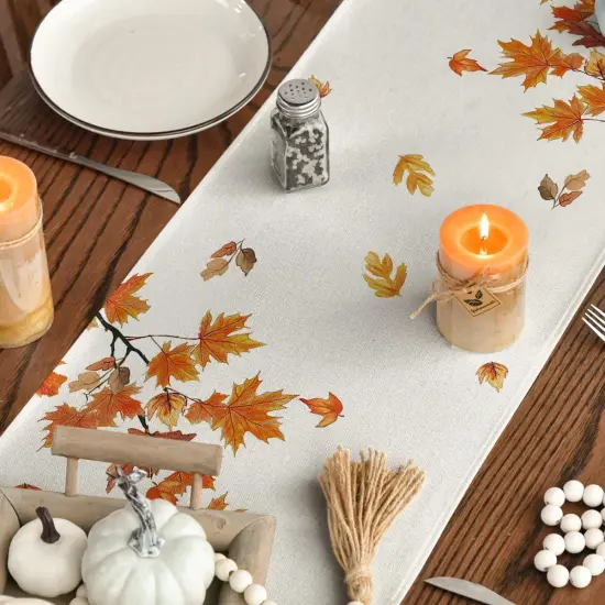 Maple Leaf Pumpkins Sunflowers 210 GSM Fall Table Runner,13x72 Inch {4}
