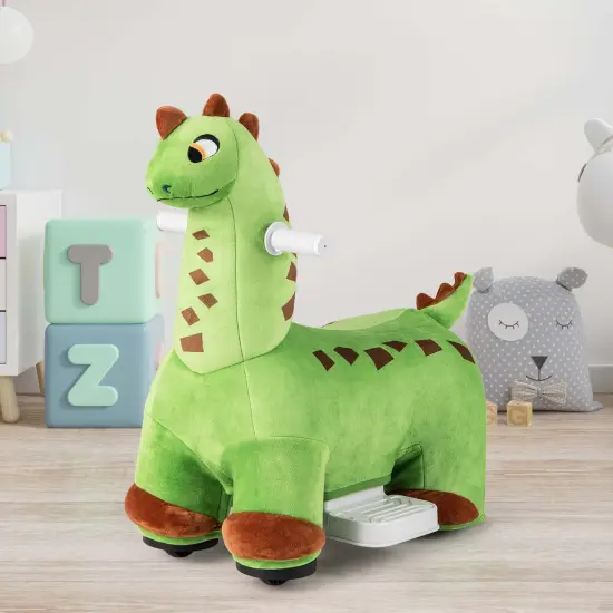 Costway 6V Kids Ride on Dinosaur with Padded Sea Foot Pedal Music Forward & Wheels {2}