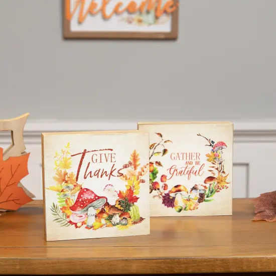 Northlight Give Thanks and Be Grateful Fall Harvest Signs - 4.75" - Set of 2 Multi {1}