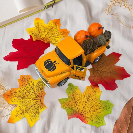 Truck with Mini Fake Pumpkins Fall Decor - Pumpkin Orange {4}