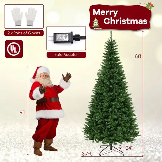 Costway 8 FT Pre-Lit Artificial Christmas Tree with 360 Warm White LED Lights Metal Stand {3}
