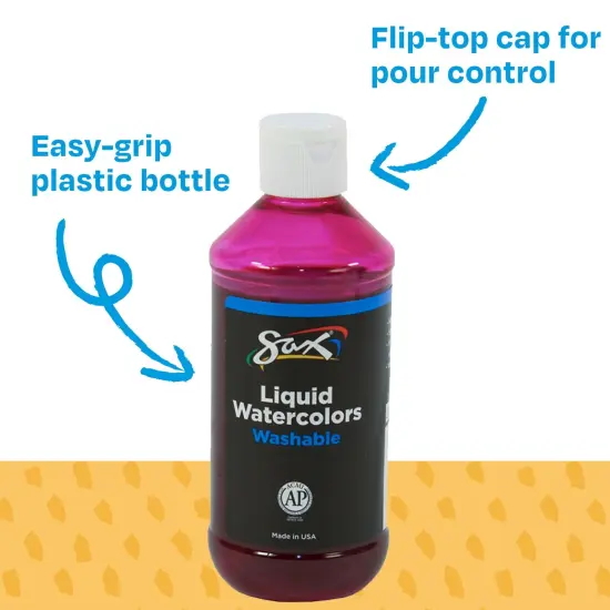 Sax Liquid Washable Watercolor Paint, 8 Ounces, Assorted Colors, Set of 8 {7}