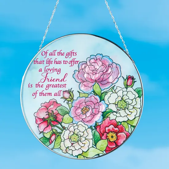 Collections Etc Sentimental Friend Rose Hanging Suncatcher {1}