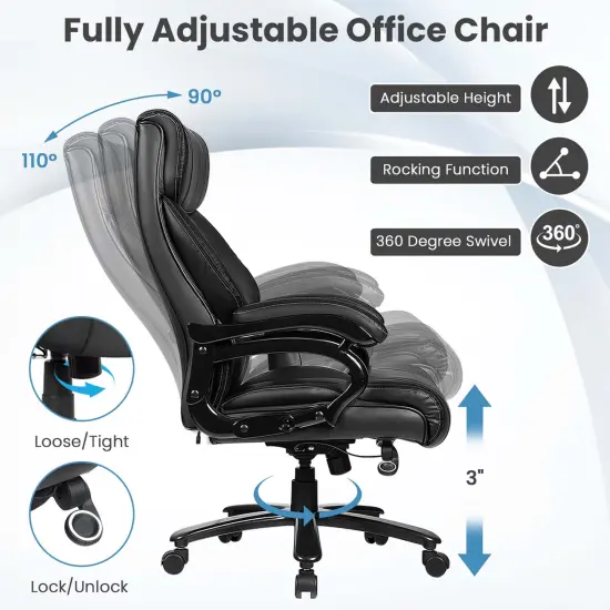Costway Big and Tall Office Chair 500lbs with 6-Point Massage Wide Seat & Padded Armrests {4}