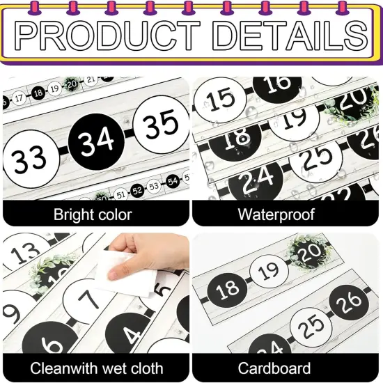 40Pcs Eucalyptus Number Line Bulletin Board 0 to 119 {3}