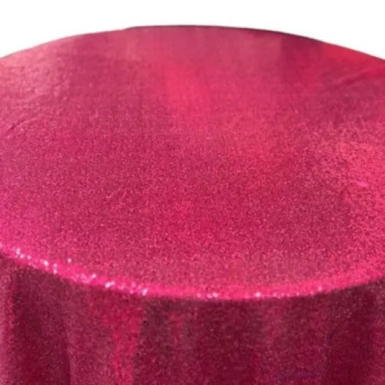 1 Yard Glitz Sequin Tablecloth Round 120 Inch Sparkling Polyester Linen for Weddings and Events Fuchsia {1}