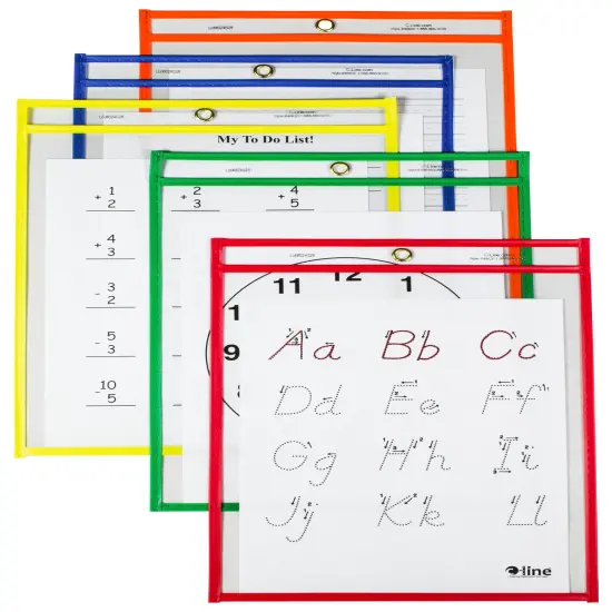 C-Line Dry Erase Reusable Pockets, Assorted Colors, 9 x 12 Inches, Pack of 25 {2}