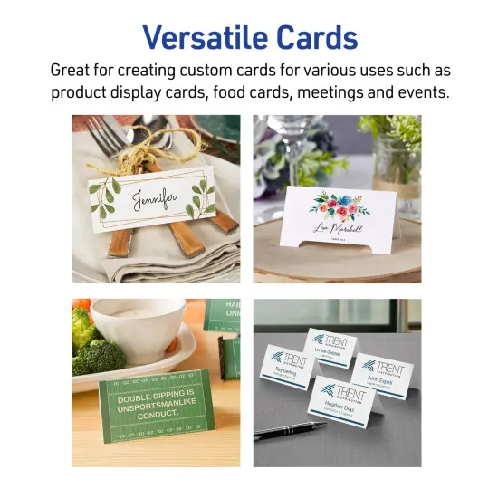 Avery Printable Place Cards with Sure Feed Technology, 1-7/16" x 3-3/4", Textured White, 150 Blank Tent Cards for Laser or Inkjet Printers (16109) {6}