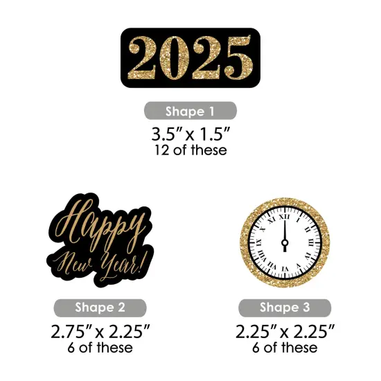 Big Dot of Happiness New Year's Eve - Gold - DIY Shaped 2025 New Years Eve Party Cut-Outs - 24 Count {3}