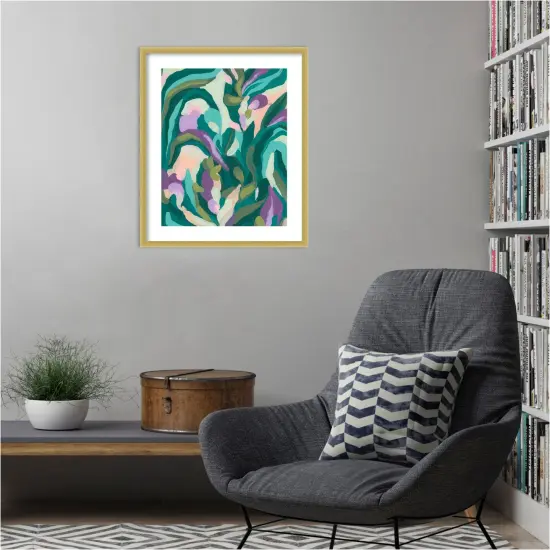 Jungle Wave I by June Erica Vess Wood Framed Wall Art Print {5}
