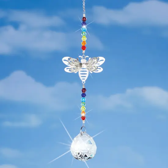 Collections Etc Metal Bee Rainbow Crystal Hanging Suncatacher {1}