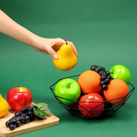 12 Pieces Artificial Mixture Fruits with Wire Fruit Basket {3}